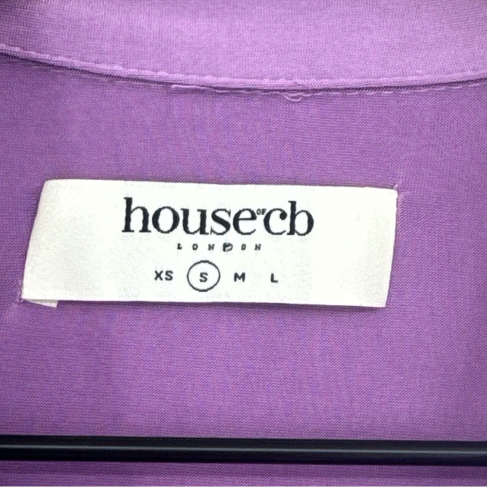 House of CB Martinique Button Front Jersey Knit Mini Shirt Dress - Purple -Small - Picture 5 of 8